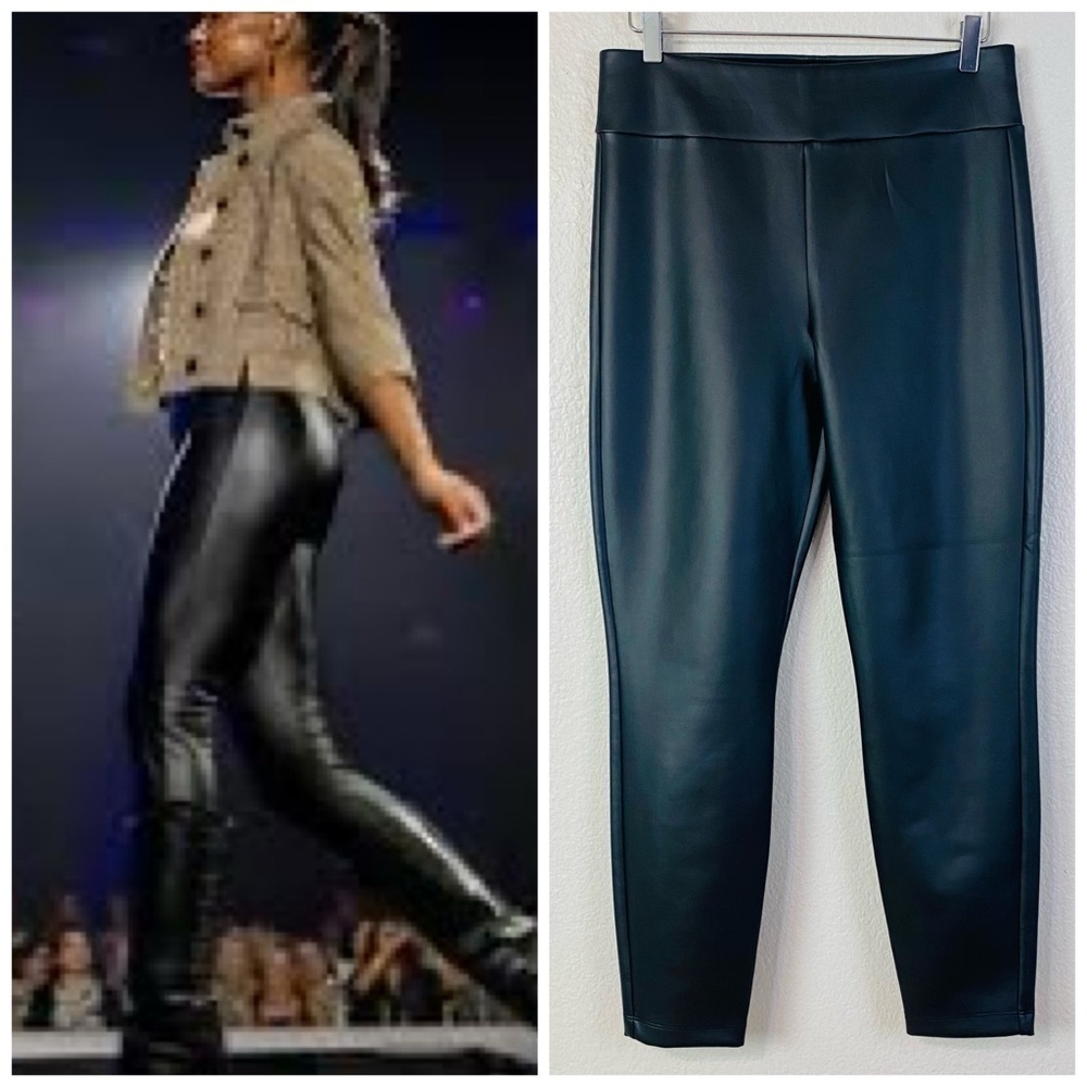 CAbi Tomboy Black Faux Leather Leggings Size M
